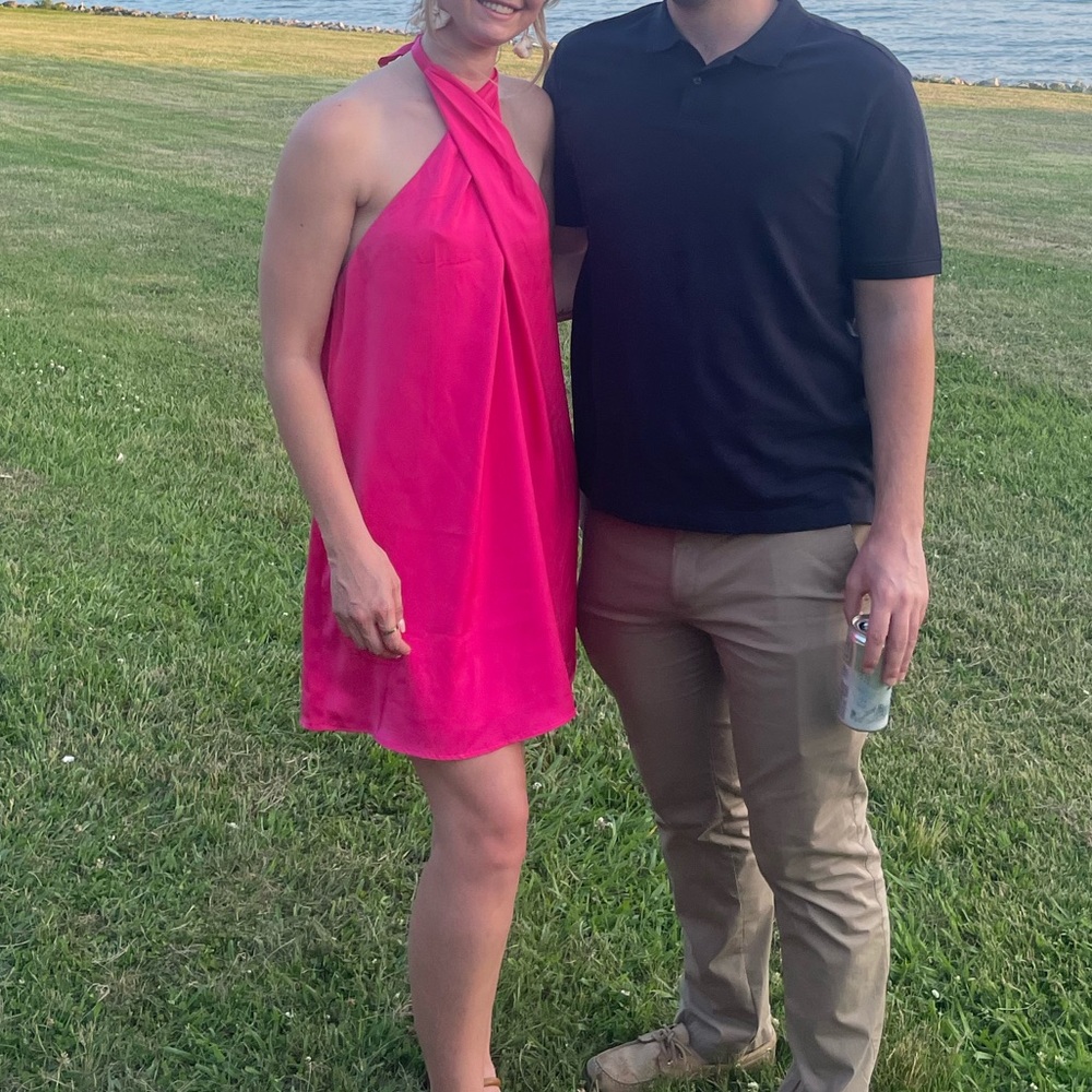 Pink Lily Bright Pink Halter Dress